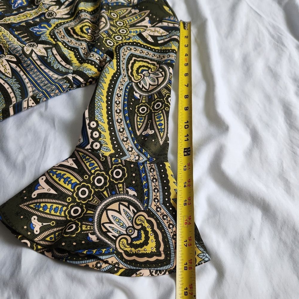 Retro Belle Sleeve Dress NY & Company Size XL Stretch Green Gogo Costume Hippy - Picture 11 of 14